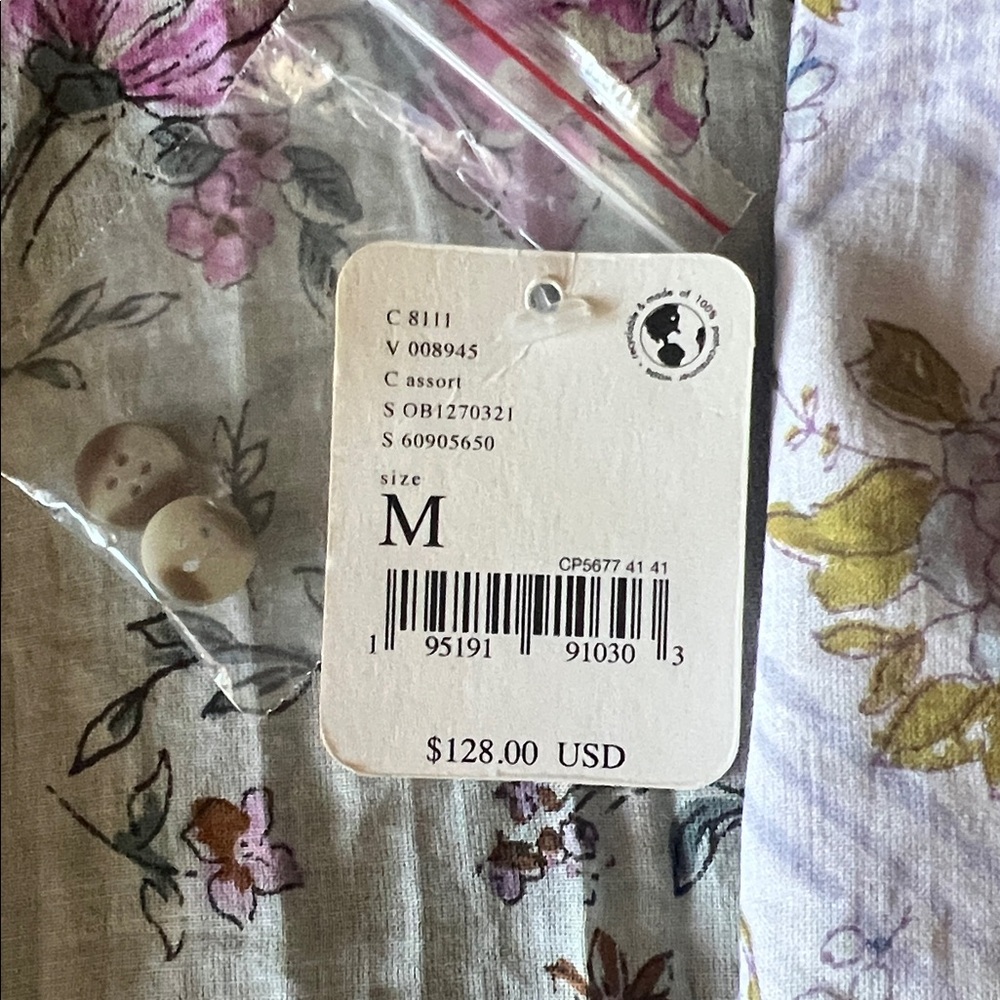 Free People Mixed Floral Tie-Front Puff Sleeve Crop Top in Pink & Yellow - Picture 3 of 5